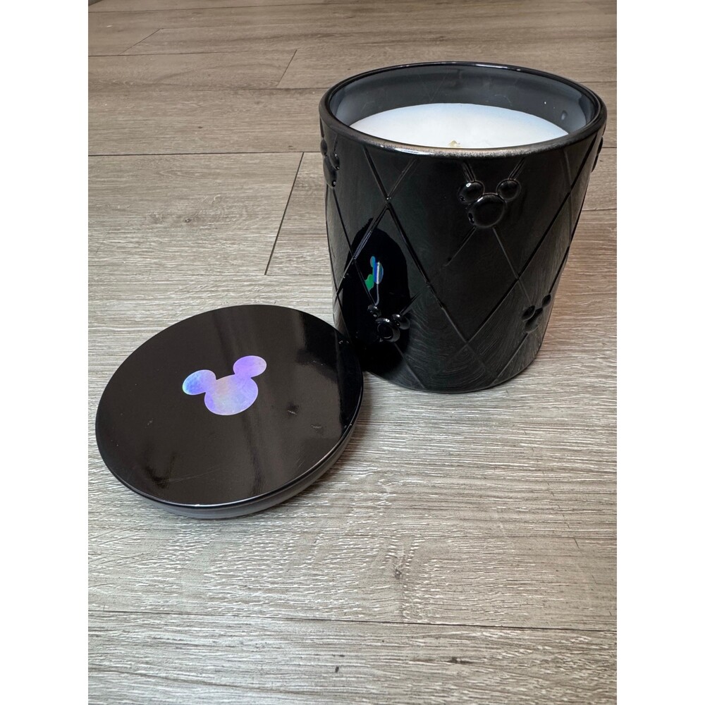 Disney Mickey Mouse Black Candle With Lid Holographic Detail 10 oz Black Currant